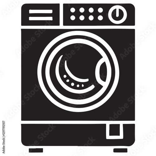 Front Load Washing Machine Home Appliance Silhouette Artistic Design