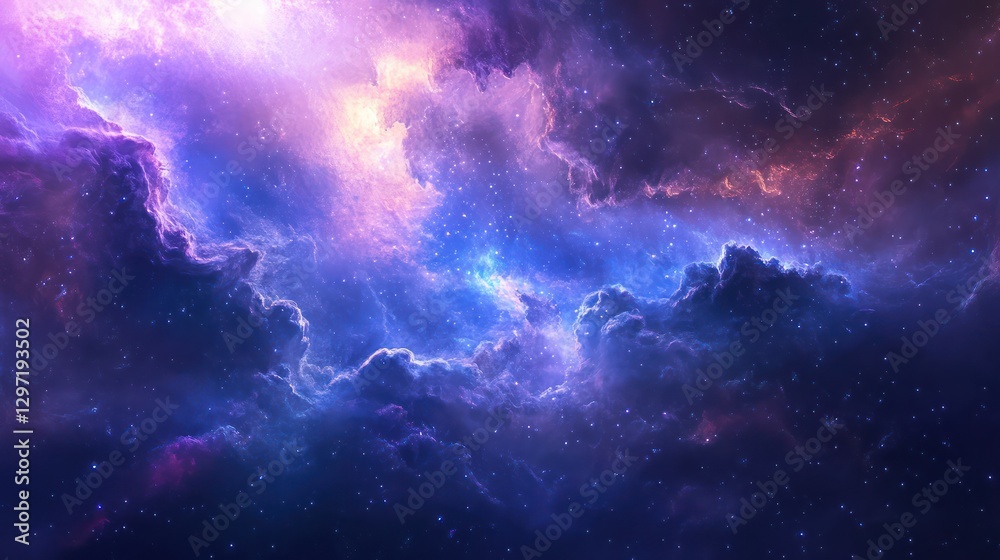 Fototapeta premium Vivid cosmic scene illustrating swirling nebulae and countless stars