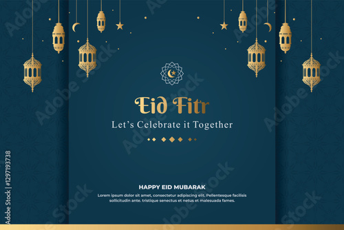 Islamic Banner with Eid Greetings and lamp
