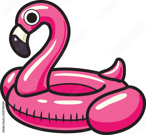 Tropical flamingo buoy icon, perfect for summer beach, vacation, or pool-themed designs. A fun and playful design for sunny projects.