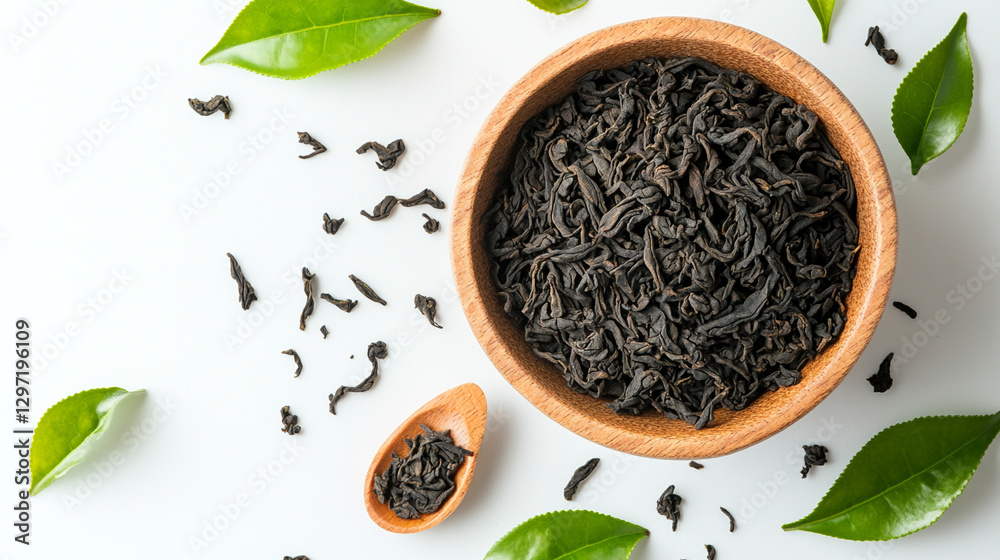Black tea leaf plant showcasing fresh leaves with rich green hues natural texture and vibrant organic growth.