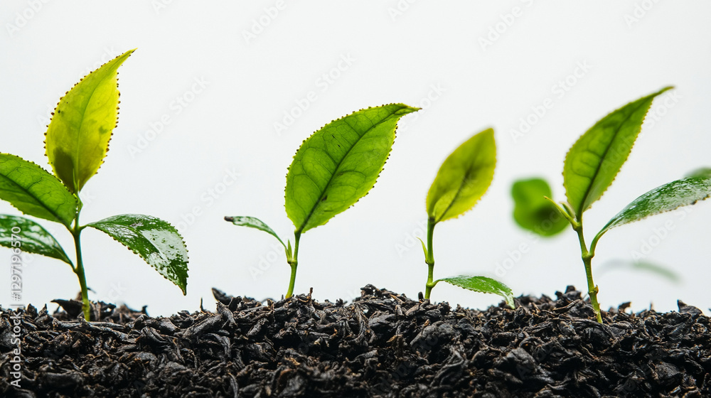 Black tea leaf plant showcasing fresh leaves with vibrant green colour natural texture and organic growth in a serene setting.