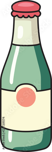 Retro glass soda bottle icon, ideal for beverage branding, vintage designs, and drink-related projects.