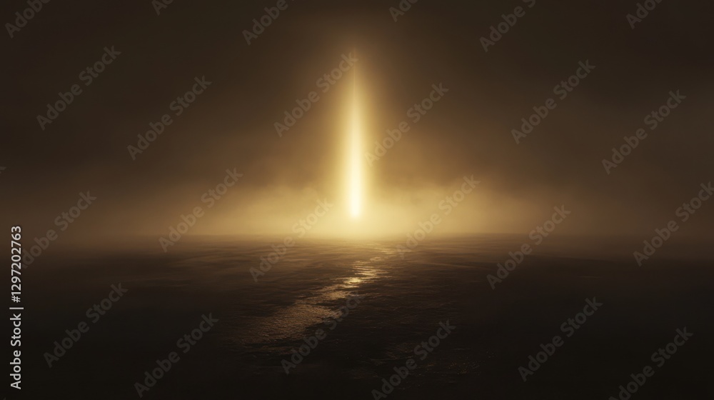Fototapeta premium A Bright Light Illuminates the Misty Horizon With Serene Atmosphere