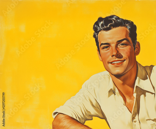 1950s advertising illustration of a man isolated
