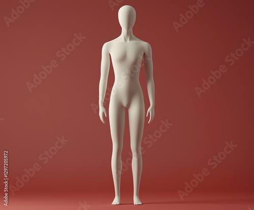 Minimal 3D full-body mannequin with soft curves isolated