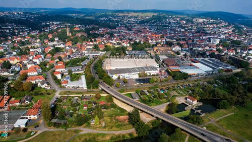 Aerial of the old town of the city Hersfeld  in Germany on a sunny spring day photo