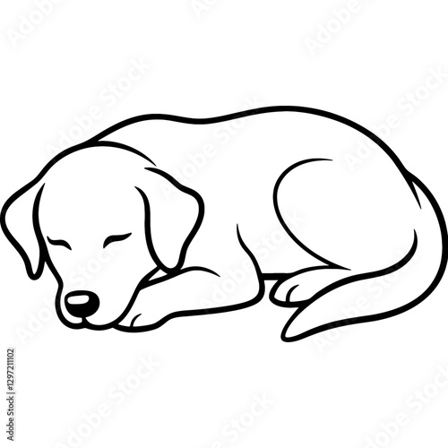 labrador retriever dog black line art vector, Simple bold outline Design vector icon with white background. Pet animal vector 