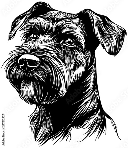 Schnauzer dog portrait in black, isolated 