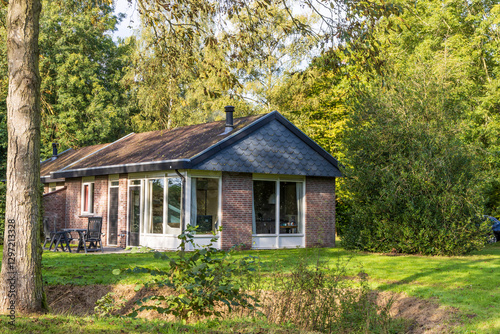 Tiny cottage in natural green autumn environment in Drenthe provinced in the Netherlands
