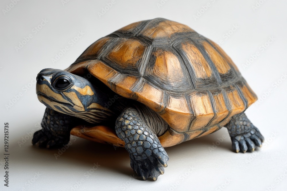 Fototapeta premium Wood Turtle in Natural Habitat: A Glimpse of Reptilian Wildlife with a Unique Shell