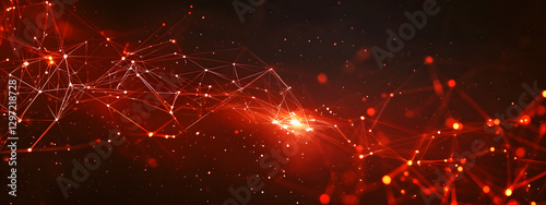 Red, glowing digital network background vector presentation design
