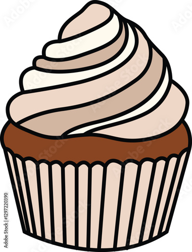 Cute and colorful cupcake vector, perfect for bakery, dessert, and food-themed designs, adding a touch of sweetness to any project.