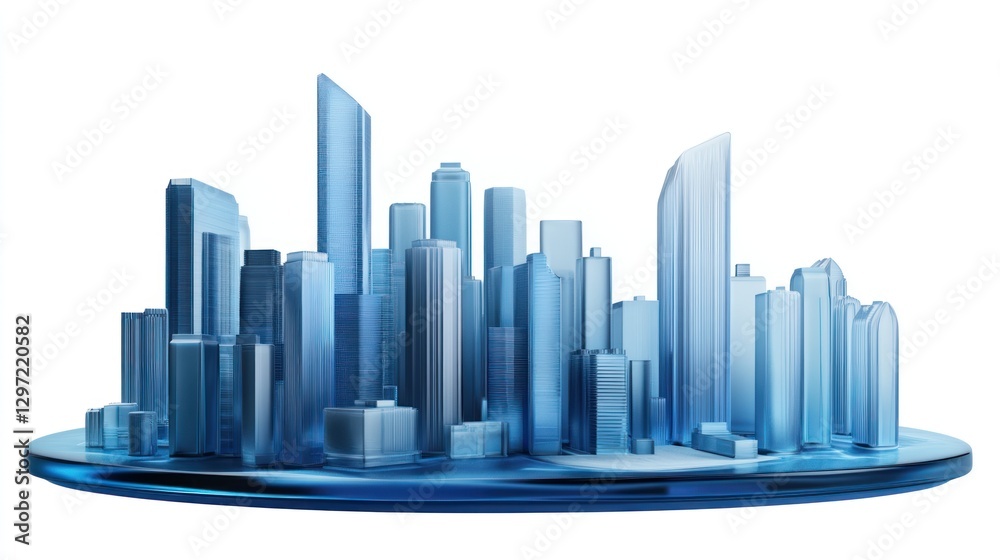 Obraz premium 3D city skyline on glass platform