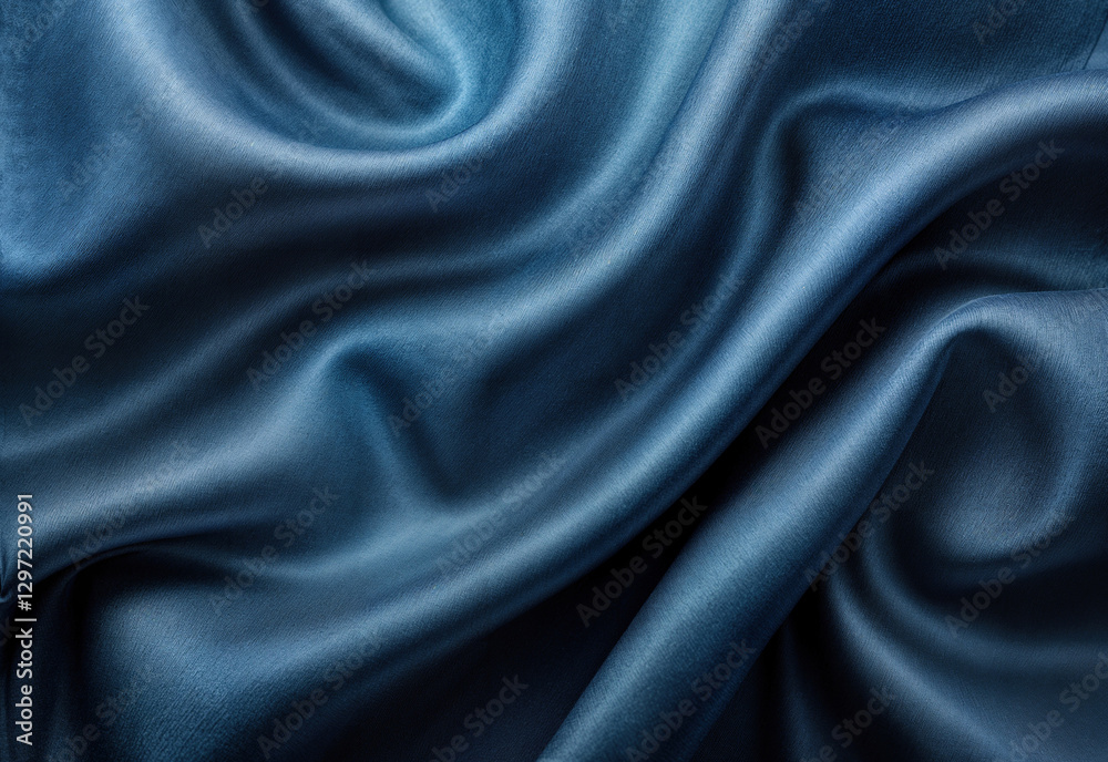 Elegant Indigo Blue Fabric with Soft Folds and Smooth Texture Elegant Indigo Blue Fabric with Soft Folds and Smooth Texture