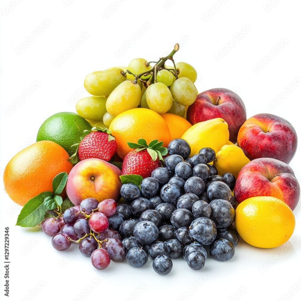 Fresh and Colorful Fruits on a White Background Fresh and Colorful Fruits on a White Background