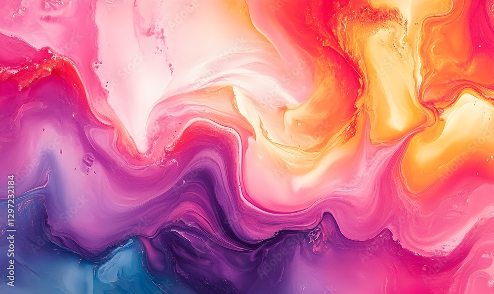 Fototapeta premium Abstract painting with fluid color transitions in pink, orange, purple, and blue