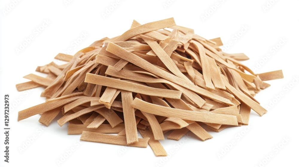 Savory Pile of Raw Linguine Pasta Isolated on White, Showcasing Italian Culinary Tradition Savory Pile of Raw Linguine Pasta Isolated on White, Showcasing Italian Culinary Tradition