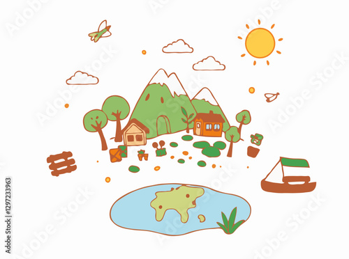 Green Ecotourism Concept with Sustainable Travel Elements