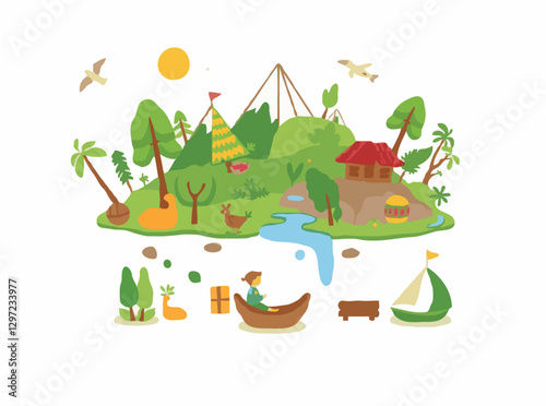 Green Ecotourism Concept with Sustainable Travel Elements