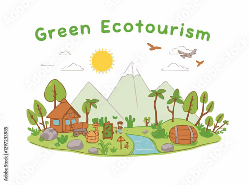 Green Ecotourism Concept with Sustainable Travel Elements