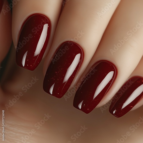 Cherry maroon, red nails