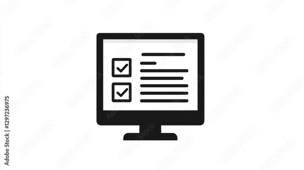 Simple computer monitor with checklist, online form Simple computer monitor with checklist, online form