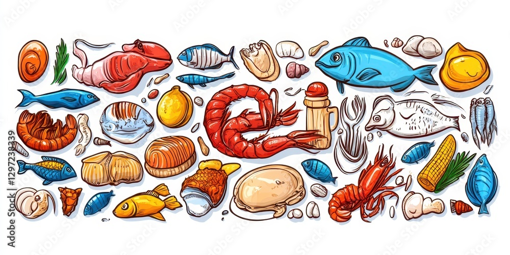 Fototapeta premium Exquisite Seafood Spread Banner