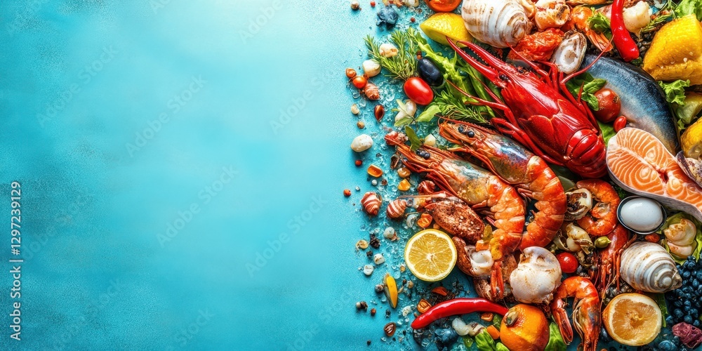 Fototapeta premium Exquisite Seafood Spread Banner