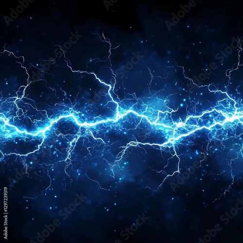 Wallpaper Mural A vivid blue lightning bolt stretching across a dark background, symbolizing raw energy, power, and electricity Torontodigital.ca