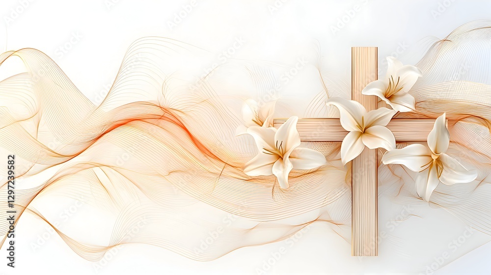 Resurrection Blossoms_Celebrating Easter with Grace and Renewal through a Serene Cross and White Lilies Arrangement. Resurrection Blossoms_Celebrating Easter with Grace and Renewal through a Serene Cross and White Lilies Arrangement.