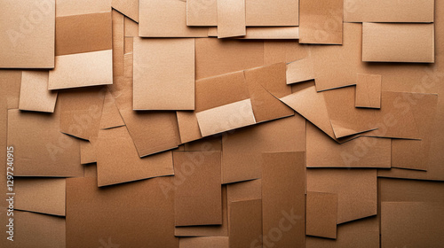 Abstract background of overlapping cardboard cutout industrial shapes for creative design