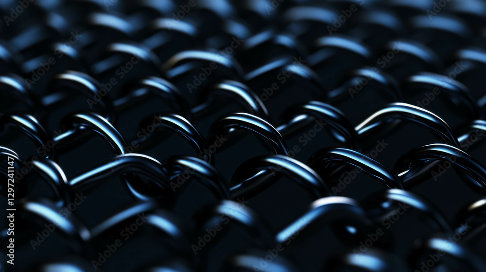 Obraz premium Chain link fence texture in dark setting for industrial design