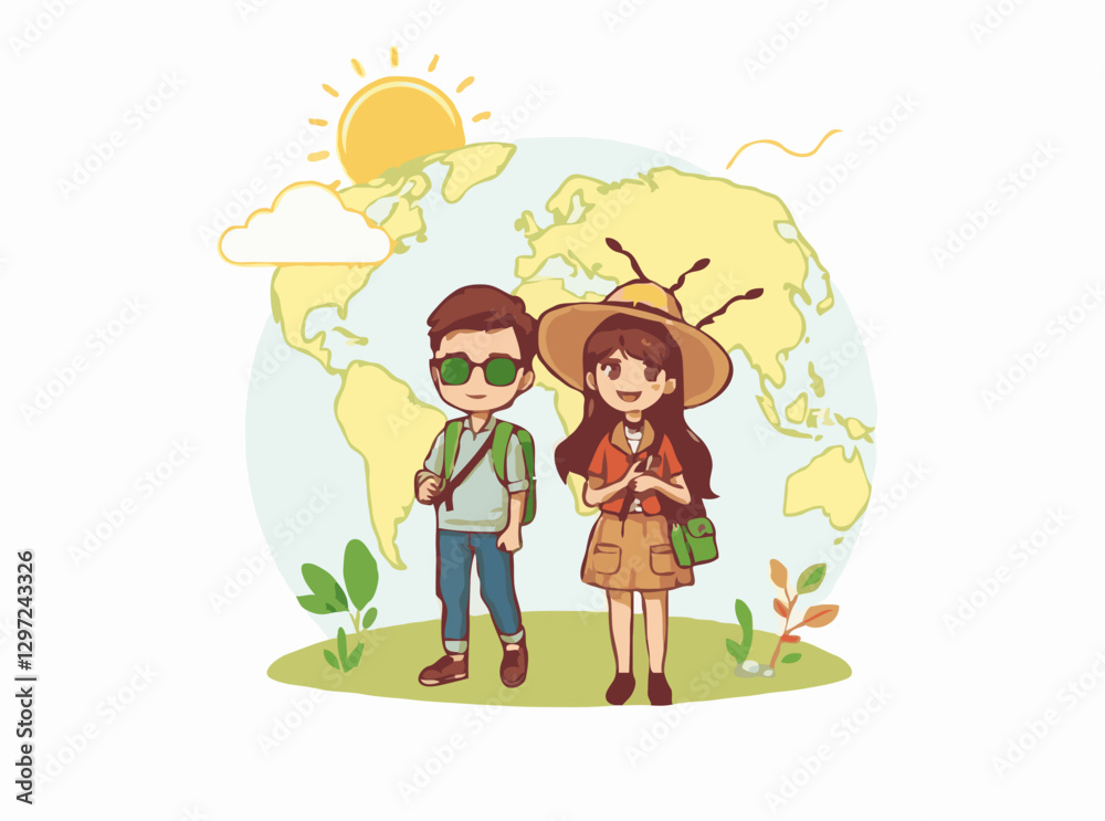 Trendy Eco-Tourism Vector Graphics for Environmentally Conscious Travelers Trendy Eco-Tourism Vector Graphics for Environmentally Conscious Travelers
