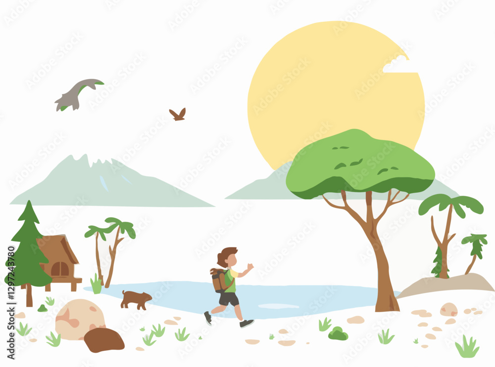 Fototapeta premium Sustainable Tourism Theme: Nature Conservation and Adventure