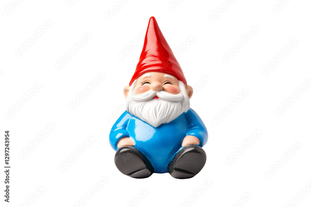 Blue gnome is sitting on a white background, isolated Blue gnome is sitting on a white background, isolated