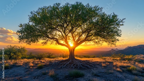 Desert landscape with lone tree sunset high resolution hd background