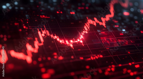 Wallpaper Mural Red stock market crash chart symbolizes financial loss and economic downturn. The concept is of finance, investment, recession, and economic crisis. Torontodigital.ca