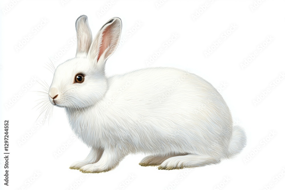 White rabbit is sitting on a white background White rabbit is sitting on a white background