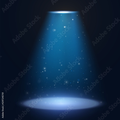 Spotlight with bright light beam. Vector spotlight for illustrations.