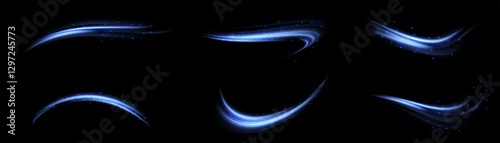 Blue line curve light effect. Glowing blue magic effect. Abstract effect of light energy movement. Vector 10 EPS	
