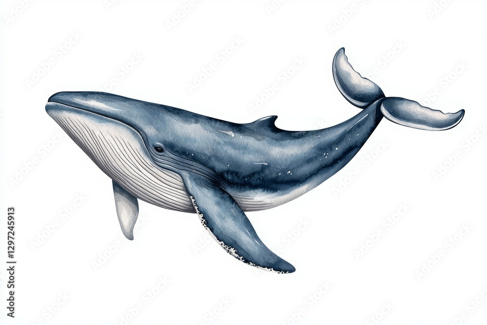 Fototapeta premium Blue whale is swimming in the ocean