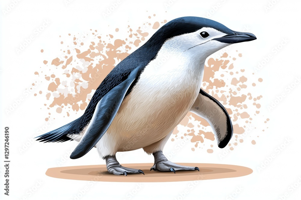 Fototapeta premium Penguin is standing on a sandy beach