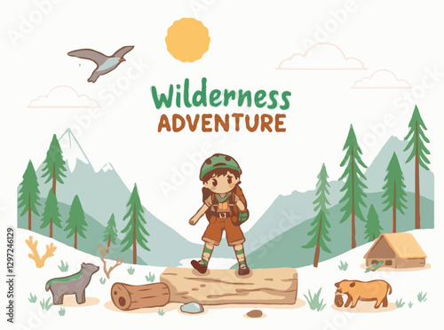 Wilderness Adventure: Eco-friendly Tourism Symbols Vector