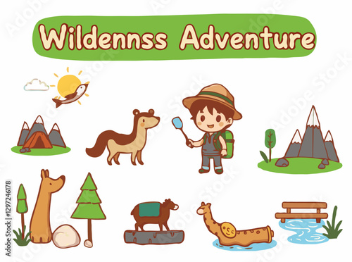 Wilderness Adventure: Eco-friendly Tourism Symbols Vector