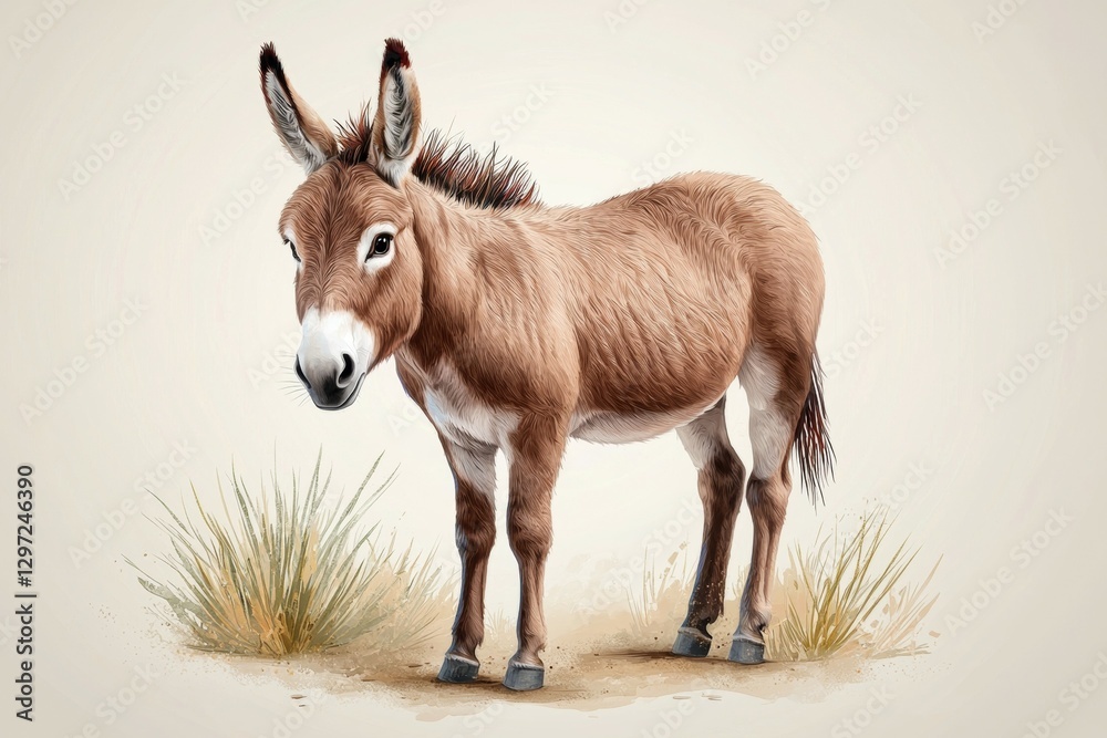 Donkey is standing in a field of tall grass Donkey is standing in a field of tall grass