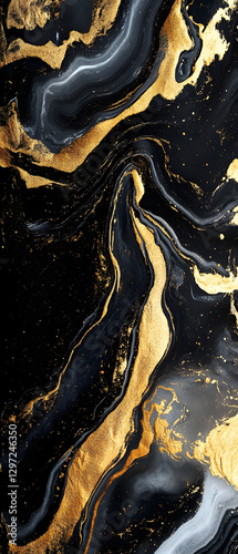 Abstract Black, Gold, and White Marble Texture Background
