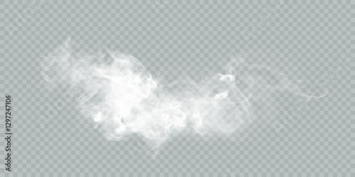 White cloud, fog, smog, haze, steam. Vector 10 EPS transparent background PNG