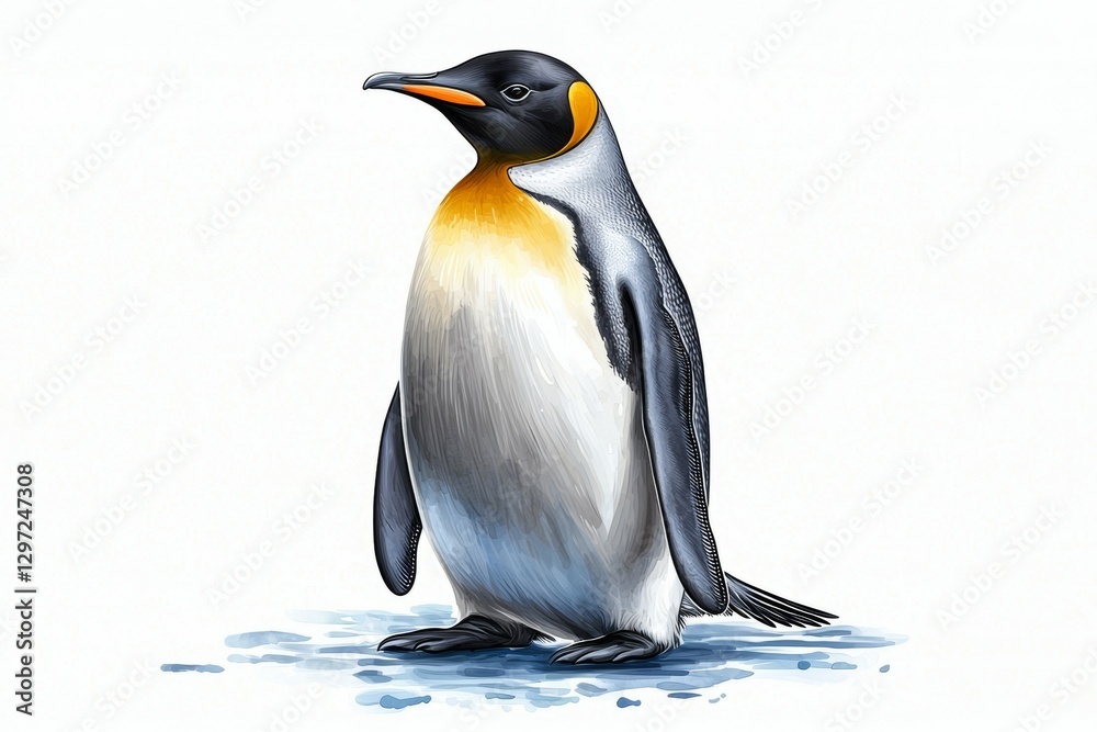 Fototapeta premium Penguin is standing on a white background