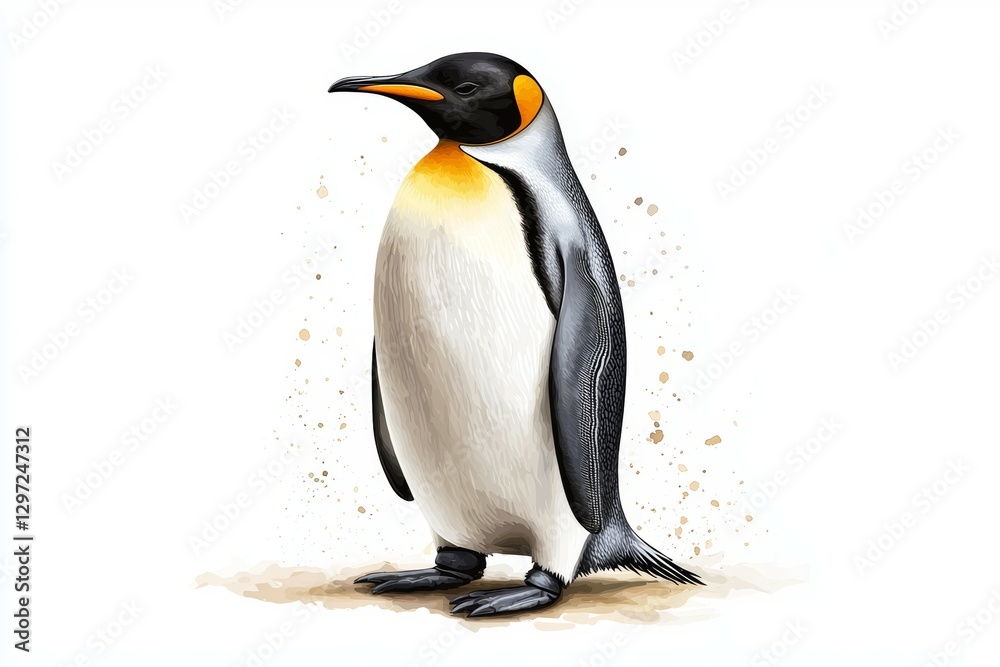 Fototapeta premium Penguin is standing on a sandy beach
